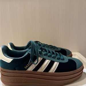New Adidas Green and White Platform Sneakers